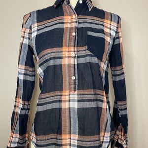Plaid flannel tunic shirt